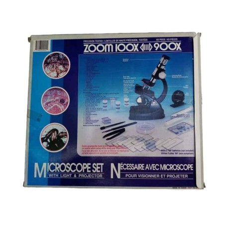 Gioco da tavolo educativo microscopio zoom 100x 900x + 8 anni 63 pz