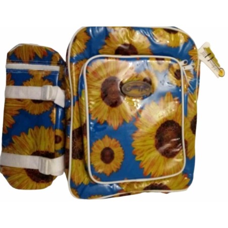 Borsa termica + Portabottiglia termica (1 litro) - Golden Hill girasoli  36x28 cm